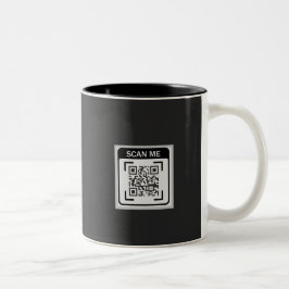 Caneca De Café Em Dois Tons Código QR de Logotipo Simples Empresarial Preto