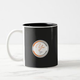 Caneca De Café Em Dois Tons Código QR de Logotipo Simples Empresarial Preto