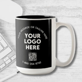Caneca De Café Em Dois Tons Código QR do Logotipo Personalizado da Mensagem Co