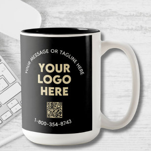 Caneca De Café Em Dois Tons Código QR do Logotipo Personalizado da Mensagem Co