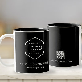 Caneca De Café Em Dois Tons Código QR Logotipo comercial da empresa negra Prom