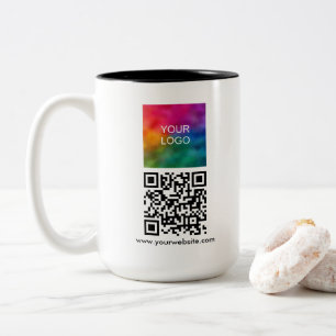 Caneca De Café Em Dois Tons Código QR Logotipo comercial Modelo moderno simple