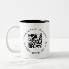 Caneca De Café Em Dois Tons Código QR | Mínimo Limpo - Branco Simples Digitali