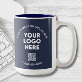 Caneca De Café Em Dois Tons Código QR personalizado do logotipo de mensagem co
