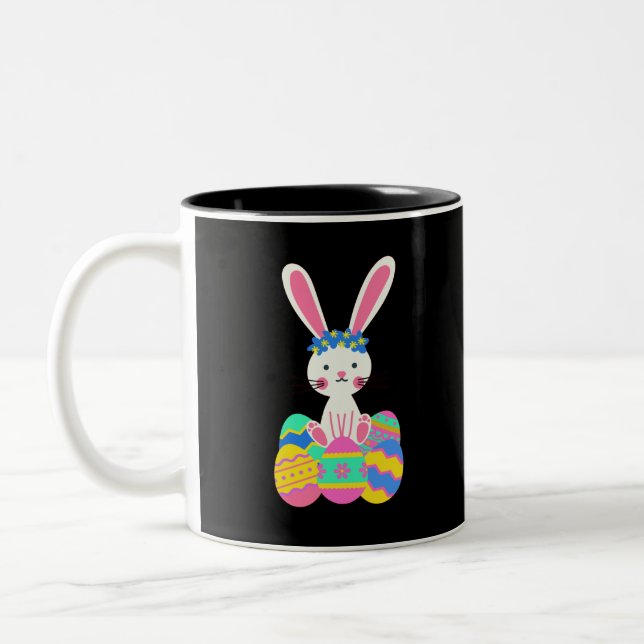 Caneca De Café Em Dois Tons Coelhinho da Páscoa Bonito (Esquerda)