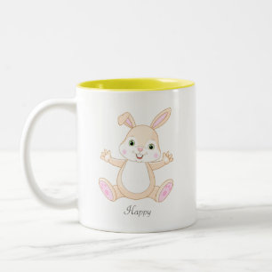 Caneca De Café Em Dois Tons Coelhinho da Páscoa engraçado e feliz & Coração d