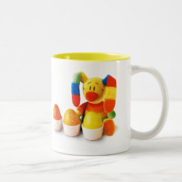 Caneca De Café Em Dois Tons Coelhinho Engraçado de Páscoa com Presente de Ovos
