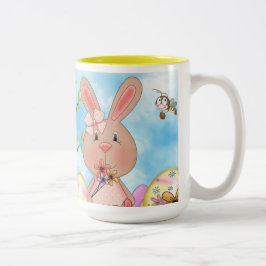 Caneca De Café Em Dois Tons Coelhinhos de Páscoa Fofos