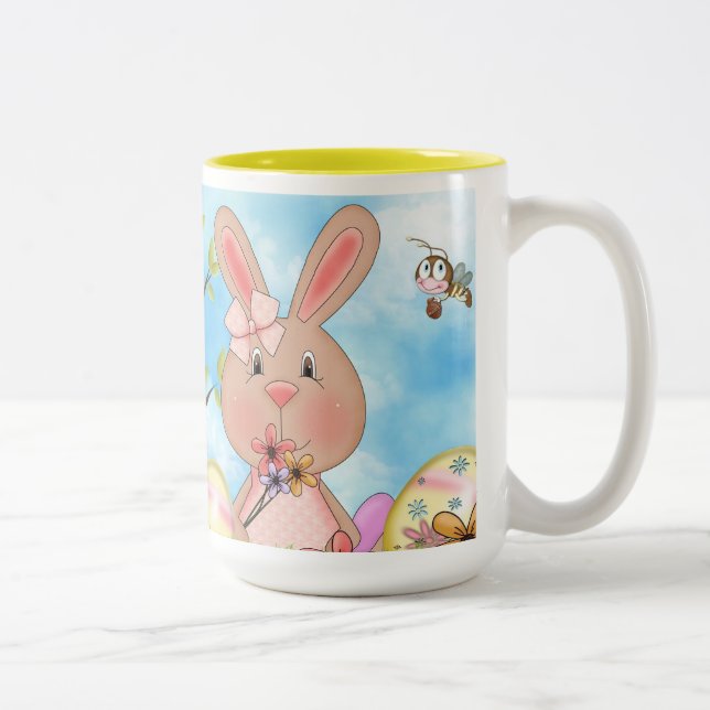 Caneca De Café Em Dois Tons Coelhinhos de Páscoa Fofos (Direita)