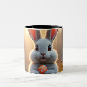 Caneca De Café Em Dois Tons Coelho alegre da Páscoa no encanto da primavera
