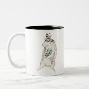 Caneca De Café Em Dois Tons Coelho Boho Aquarela