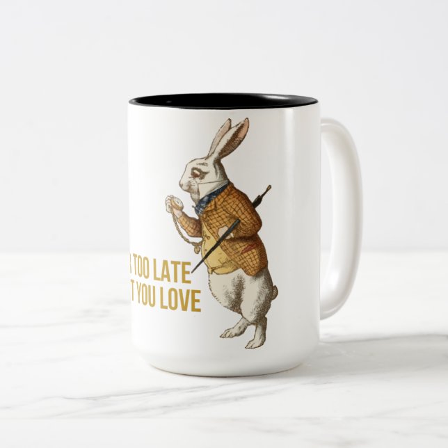 Caneca De Café Em Dois Tons Coelho branco Alice no país das maravilhas (Frente Esquerda)