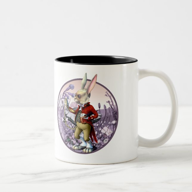 Caneca De Café Em Dois Tons Coelho Branco | Páscoas "Alice no País das Maravil (Direita)