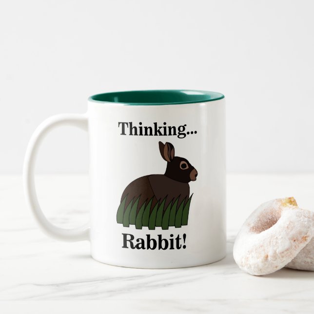 Caneca De Café Em Dois Tons Coelho Bunny Fofo (Com Donut)