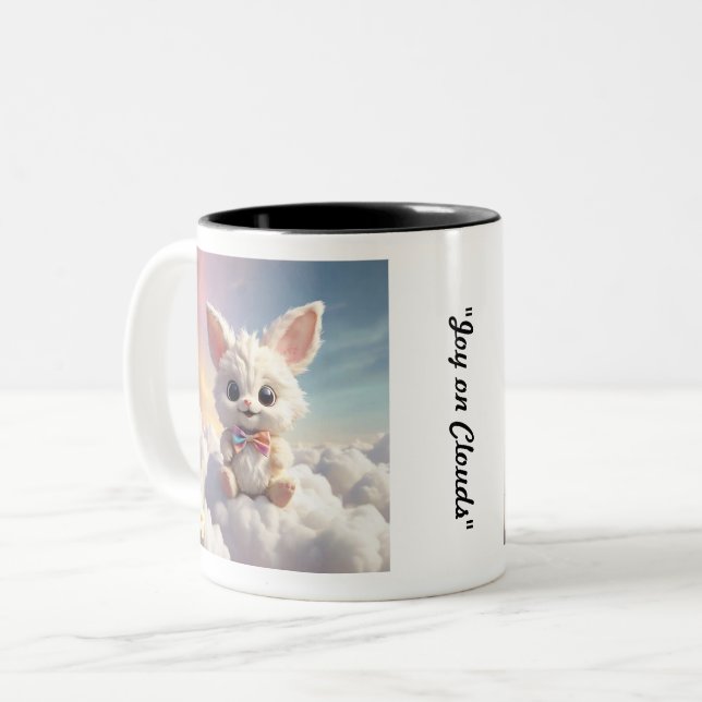 Caneca De Café Em Dois Tons "Coelho Celestial Alegria" (Frente Esquerda)