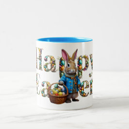 Caneca De Café Em Dois Tons Coelho da Páscoa 
