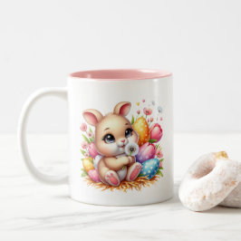 Caneca De Café Em Dois Tons Coelho da Páscoa 