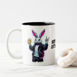 Caneca De Café Em Dois Tons Coelho da Páscoa malvado! Páscoa Alegre, Vamos nos