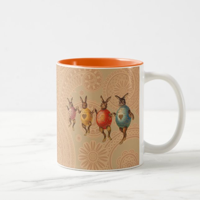 Caneca De Café Em Dois Tons Coelho da Páscoa Ovos Dançantes (Direita)