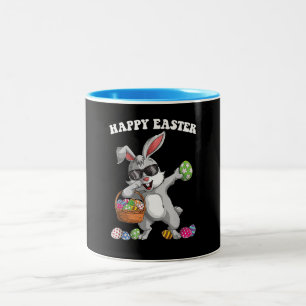 Caneca De Café Em Dois Tons Coelho Dabbing Ovos do Dia de Páscoa Dab Meninos M