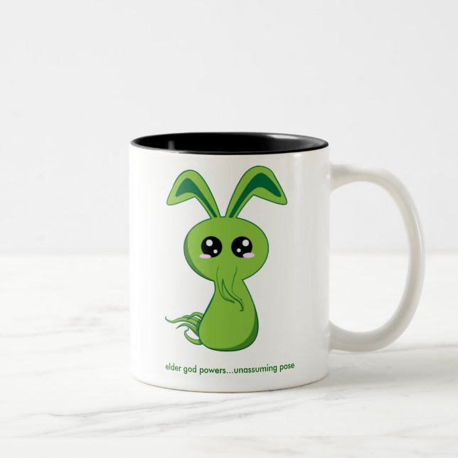 Caneca De Café Em Dois Tons Coelho de Cthulhu (Direita)