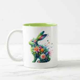 Caneca De Café Em Dois Tons Coelho de Energia do Flor