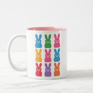 Caneca De Café Em Dois Tons Coelho de Páscoa Ovos Xadrez Leopardo