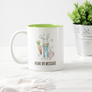 Caneca De Café Em Dois Tons Coelho de pelúcia fofo personalizado