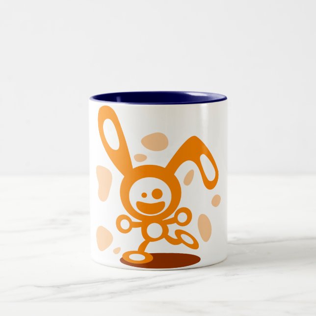 Caneca De Café Em Dois Tons Coelho feliz (alaranjado) (Centro)