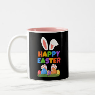 Caneca De Café Em Dois Tons Coelho Feliz Páscoa 