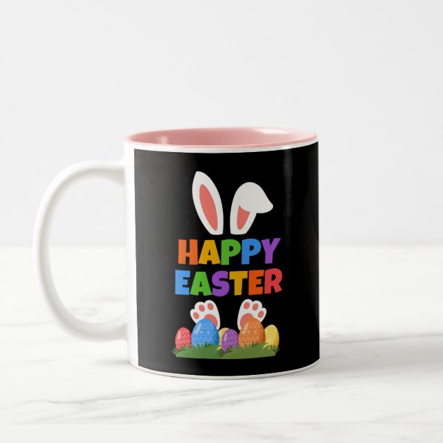 Caneca De Café Em Dois Tons Coelho Feliz Páscoa  (Esquerda)