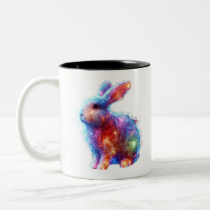 Caneca De Café Em Dois Tons Coelho Prismo Brilhante - Animal Neon Light Eetére