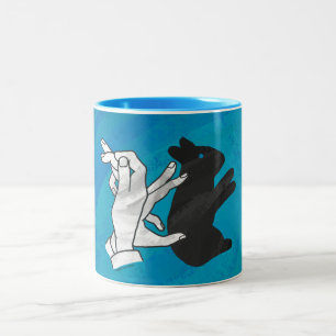 Caneca De Café Em Dois Tons Coelho Sombra em Azul