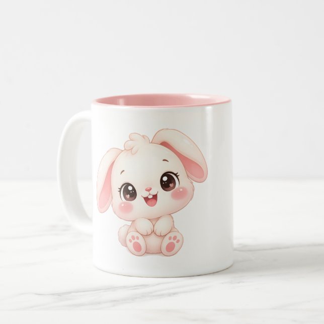 Caneca De Café Em Dois Tons Coelhozinho Bebê Sonolento (Frente Esquerda)