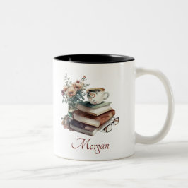 Caneca De Café Em Dois Tons Coffee Boho Typografia Floral Watercolor