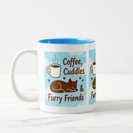 Caneca De Café Em Dois Tons Coffee, Cuddles & Furry Friends Cute Cat Lover Cof