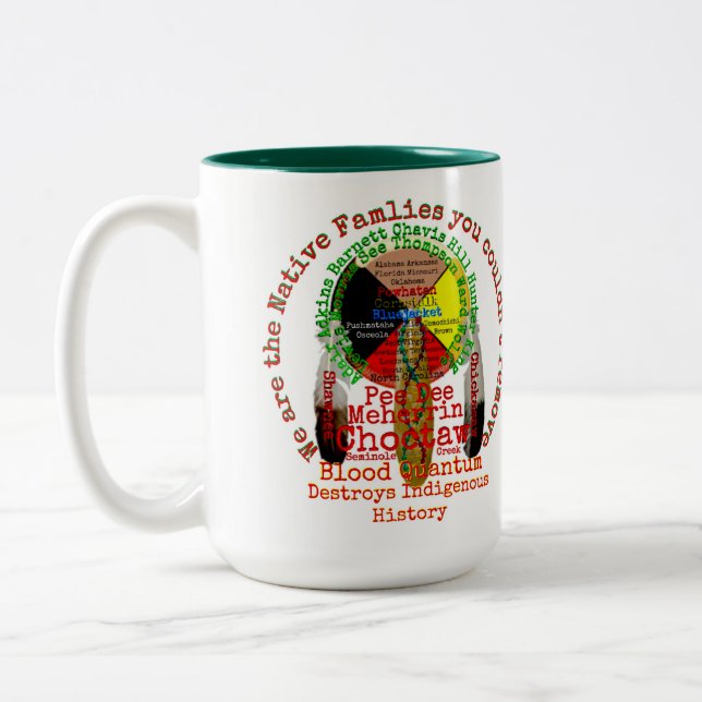 Caneca De Café Em Dois Tons Coffee Cup Indigenous family Totem  (Esquerda)