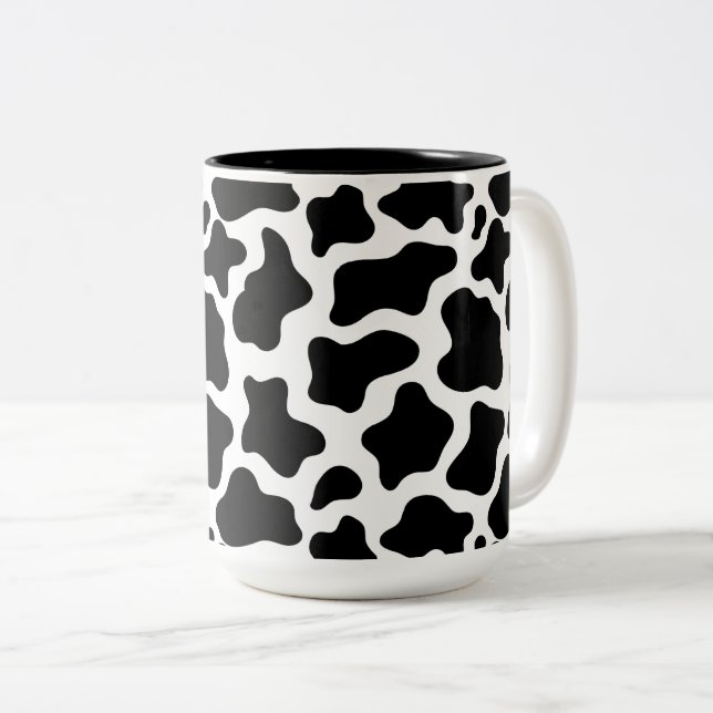 Caneca De Café Em Dois Tons Coffee Impressão de vaca (Frente Esquerda)