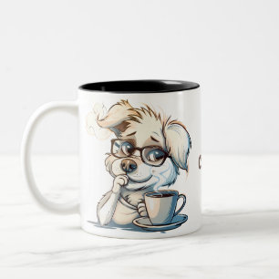 Caneca De Café Em Dois Tons Coffee Mug com cachorrinhos