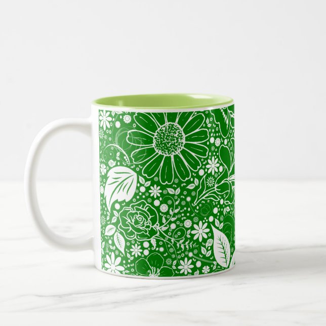 Caneca De Café Em Dois Tons Coffee Mug de Café Verde Beleza Botânica (Esquerda)