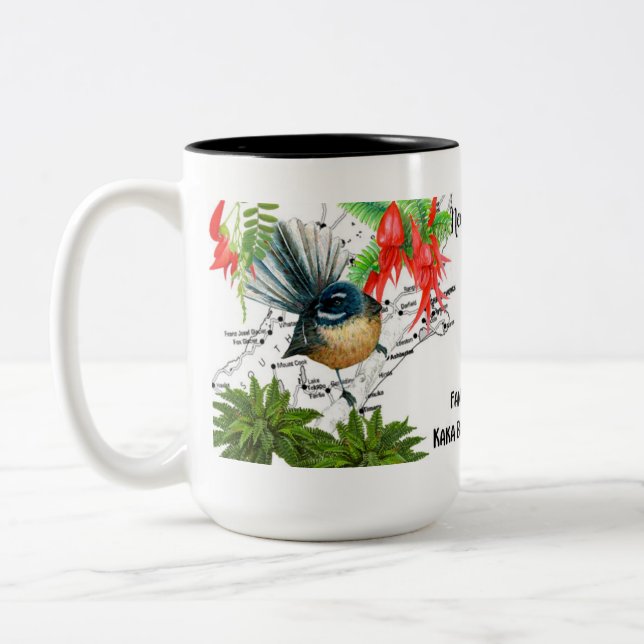 Caneca De Café Em Dois Tons Coffee Mug de Pássaro Nativo da Nova Zelândia (Esquerda)