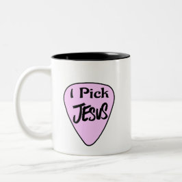 Caneca De Café Em Dois Tons Coffee Mug " I Pick Jesus" Pink Guitar Pick