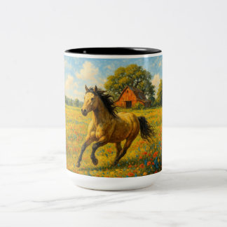 Caneca De Café Em Dois Tons Coffee Mug with Running Horse Original Artwork