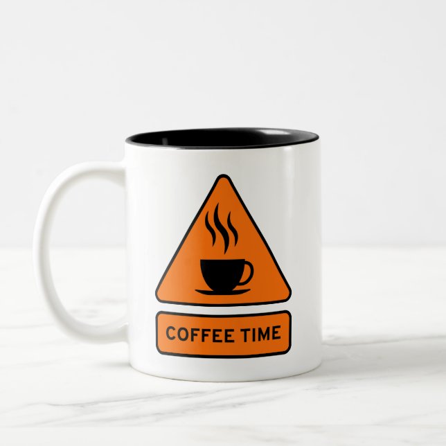 Caneca De Café Em Dois Tons Coffee Time Hazard Sign (Esquerda)