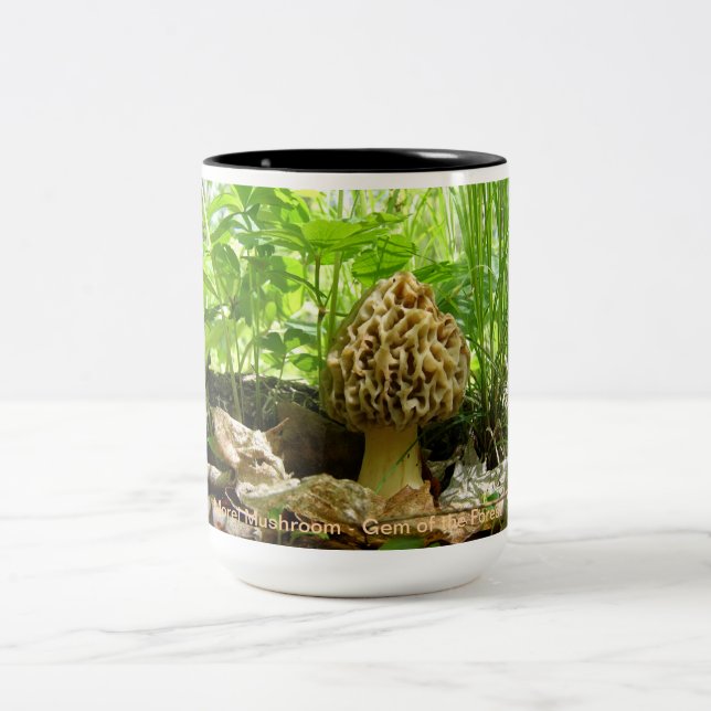 Caneca De Café Em Dois Tons Cogumelo do Morel - gema da floresta (Centro)
