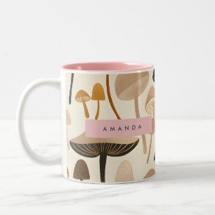 Caneca De Café Em Dois Tons Cogumelo Personalizado da Floresta Caprichosa