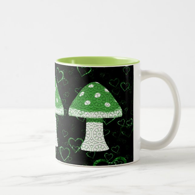 Caneca De Café Em Dois Tons Cogumelo verde (Direita)