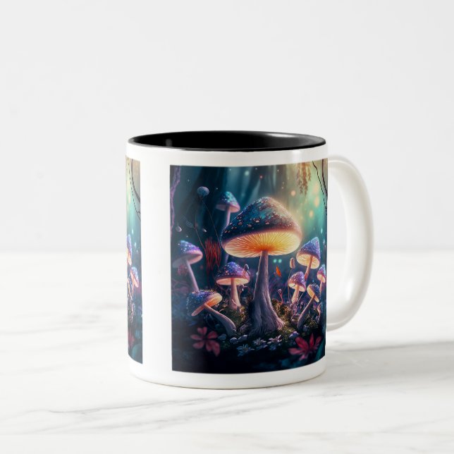Caneca De Café Em Dois Tons Cogumelos mágicos, Mug de dois tons, 11 oz (Frente Esquerda)