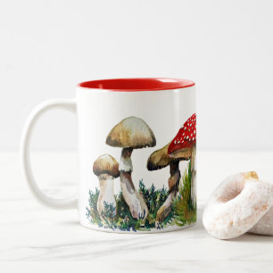 Caneca De Café Em Dois Tons Cogumelos selvagens