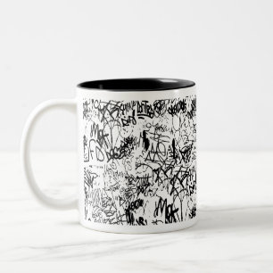 Caneca De Café Em Dois Tons Colagem de Abstrato preto e branco